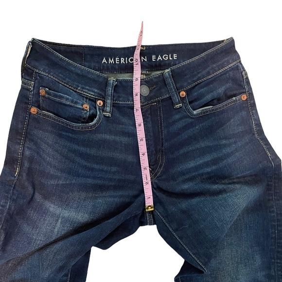 American Eagle Dark Wash Slim Straight Flex + Denim Jeans size 28 - Picture 7 of 9